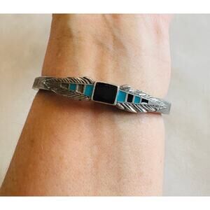 Vintage Sisk Signed Pewter Open Cuff Bracelet Jewelry